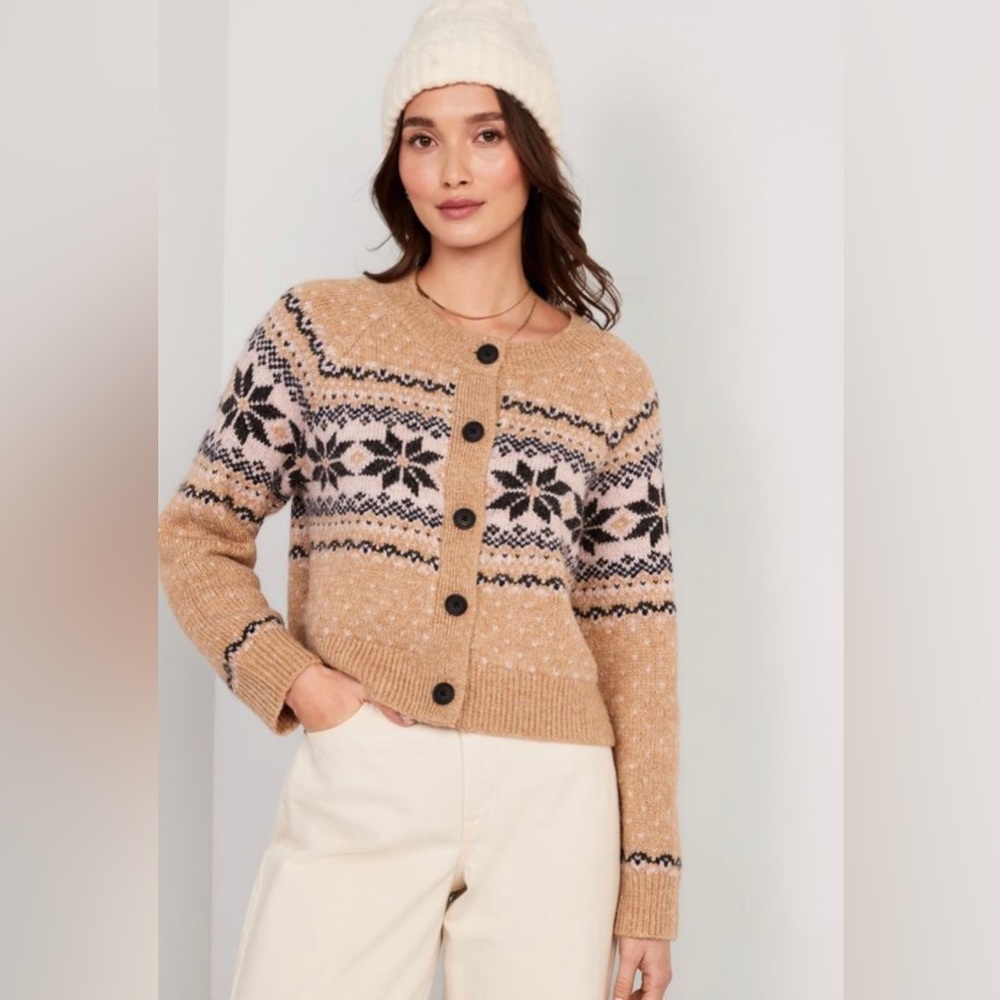 Old Navy Matching Holiday Fair Isle Cardigan Sweater for Women
